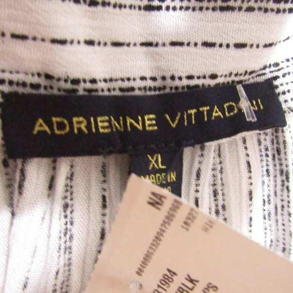 Adrienne Vittadini womens top size XL raglan sleeves white n black stripes nwt - Picture 9 of 15